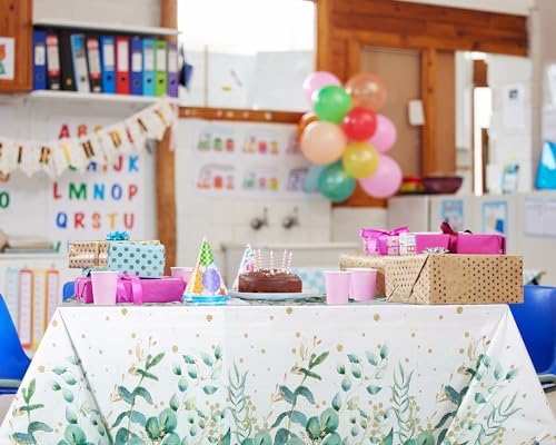 Irenare 6 Pcs Sage Green Plastic Tablecloth for Baby Shower Party