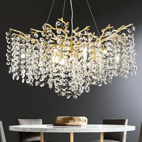 Modern Gold Crystal Chandelier for Dining Room