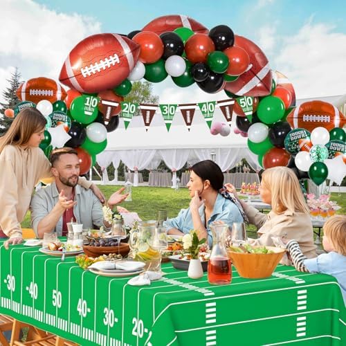 QISOLIY Football Field Tablecloths 3 Pack - Disposable Plastic 54x108 Inch Party Covers
