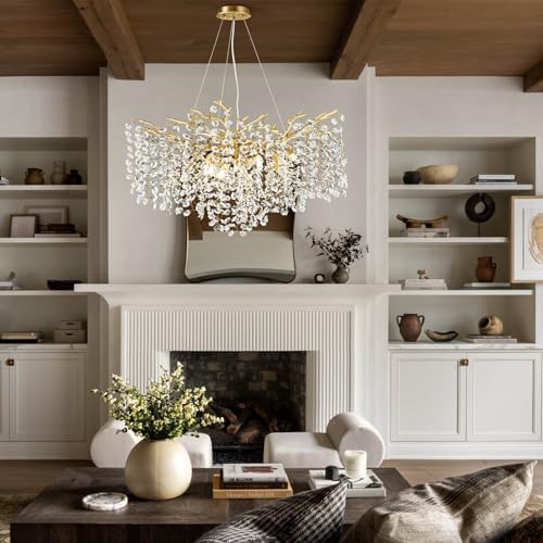 Modern Gold Crystal Chandelier for Dining Room