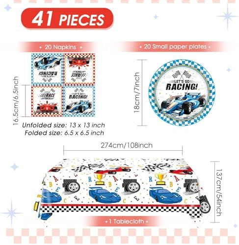 41Pcs Racing Car Tableware Set for Birthday Parties