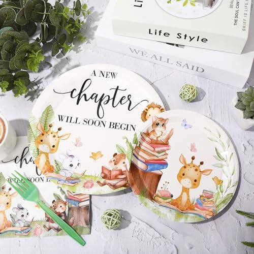 Whaline 96Pcs Storybook Baby Shower Tableware Set