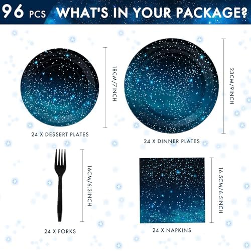 CANREVEL Galaxy Party Plates Set for 24 Guests