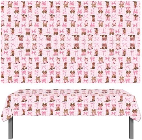 Umoni Coquette Bow Cowgirl Tablecloth 2PCS Western Birthday Party Decor