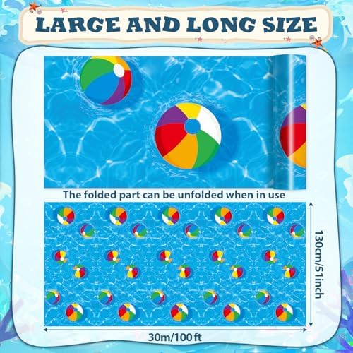 gisgfim 100ft x 51in Summer Beach Ball Tablecloth Roll