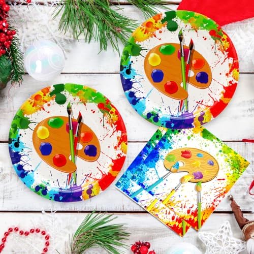 50 Pcs Art Paint Plates for Birthday Party Decorations