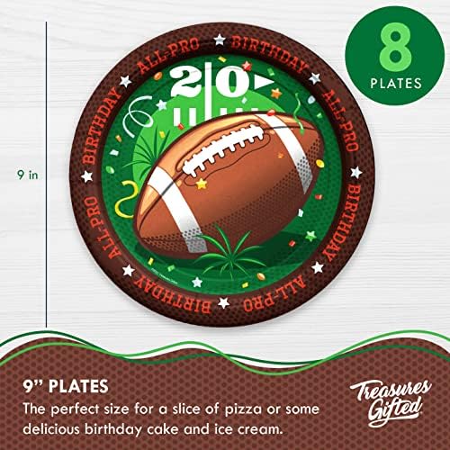 Treasures Gifted Football Birthday Plates 8 Count 9 Inch