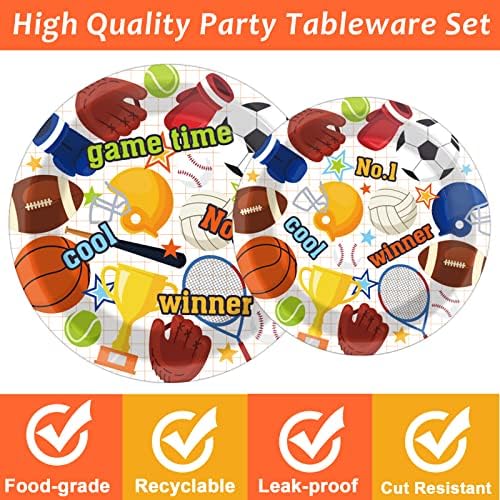 Tevxj 96PCS Sports Birthday Tableware Set for 24 Guests