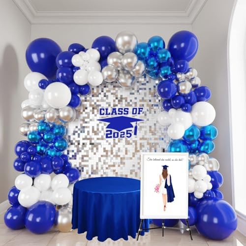 Pearl Royal Blue and White Gold Balloon Garland Arch Kit
