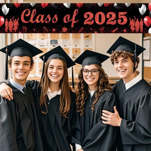 2025 Graduation Banner with Black and Red Design