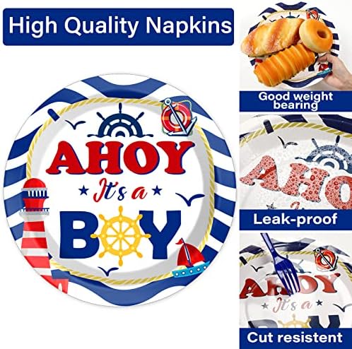 Nautical Themed Baby Shower Plates and Napkins Set