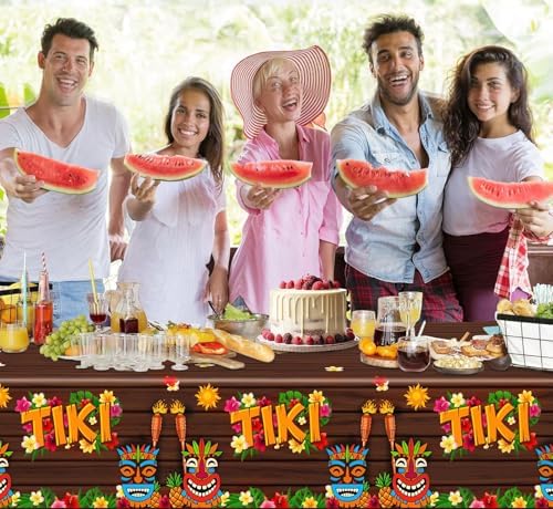 3Pcs Foil Tiki Tablecloths 54 x 108 Inches