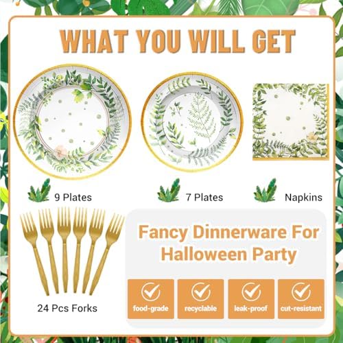 SCIONE 96Pcs Greenery Party Decorations for 24 Guests