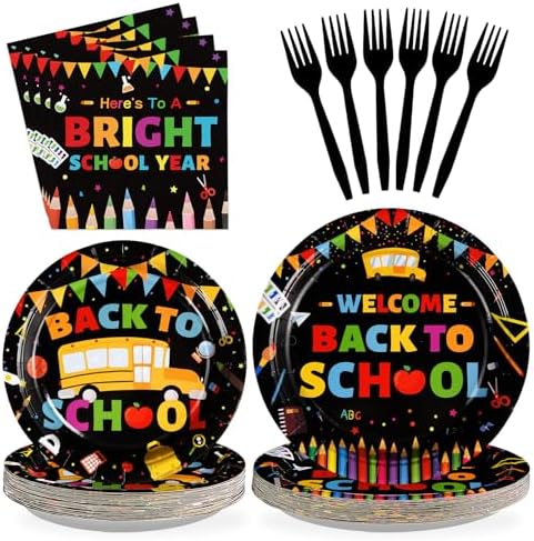 Grencian 96Pcs Back to School Paper Plates Decorations
