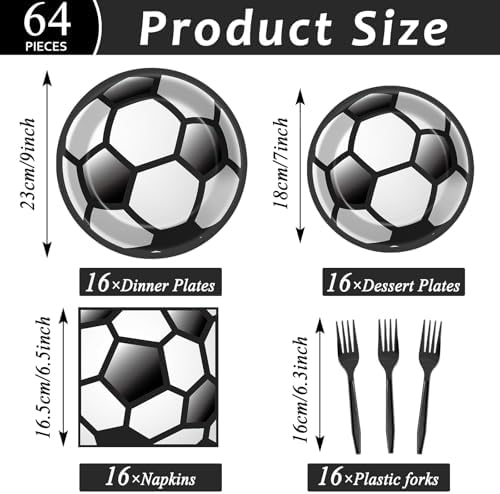 Qyeahkj Soccer Themed Plates Napkins Party Supplies