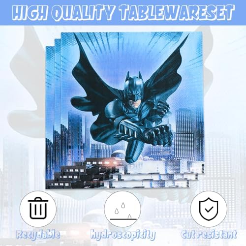 40pcs Batman Birthday Party Decorations with Napkins and Plates