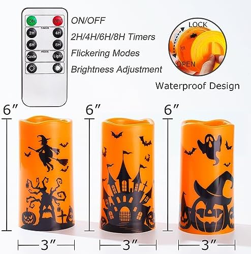 Homemory Halloween Candles Set of 3 with Remote Control