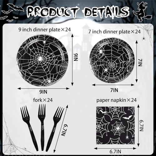Halloween Spider Web Tableware Set for 24 Guests