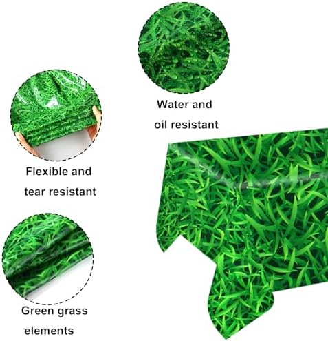 2pcs Green Grass Table Cloth for Sports Parties and Picnics