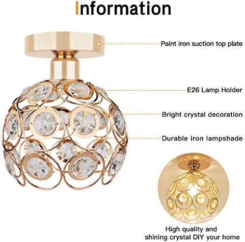 Gold Mini Chandelier Light Fixture with Crystal Shade