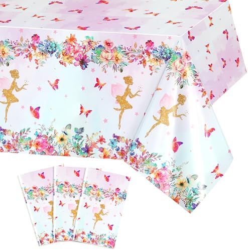 PHOGARY Fairy Table Cloth 3 Pcs Disposable Pink