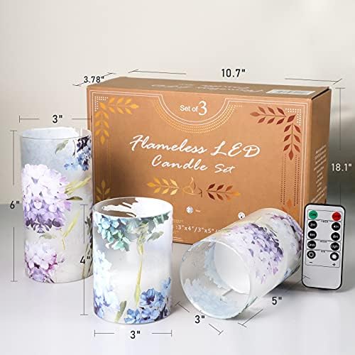 Floral Flameless Candles with Remote Control Decor