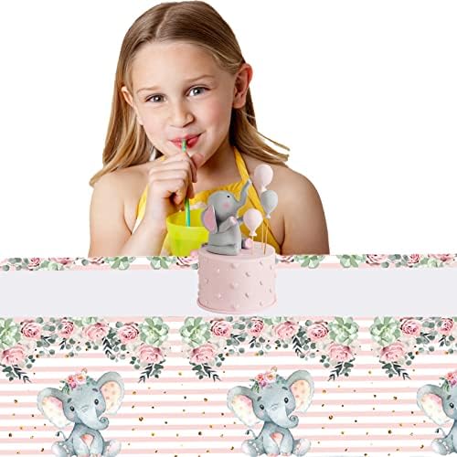 2 Pcs Pink Elephant Baby Shower Table Cover