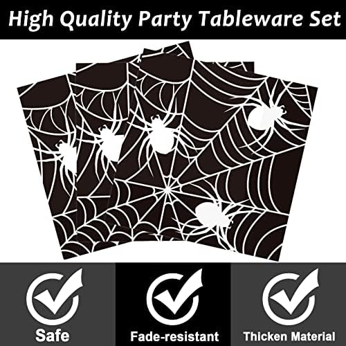 96 Pcs Halloween Paper Plates Napkins Set for 24 Guests