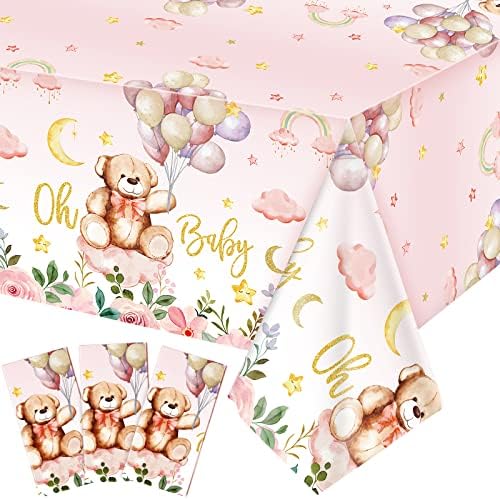Tatuo 3 Pack Bear Baby Shower Tablecloths