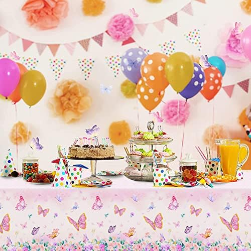 3pc Pink Butterfly Tablecloth Birthday Party