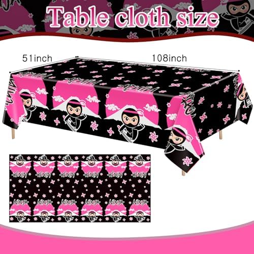 Gejoy 3 Pcs Ninja Theme Tablecloth for Parties