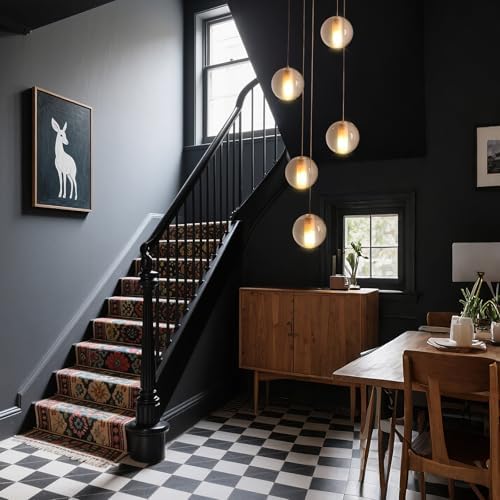 Modern Black 5 Light Crystal Chandelier with Raindrop Design