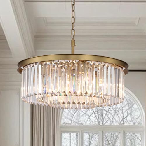 Crystal Chandelier 8-Lights 3-Tier Gold Pendant Light