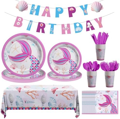 Mermaid Birthday Decorations Set 170 Pcs 24 Serves