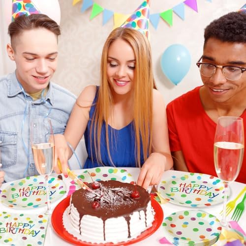 Zylarithon Happy Birthday Paper Plates Napkins Set