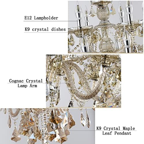 Durahonn 15 Light Cognac Crystal Chandelier
