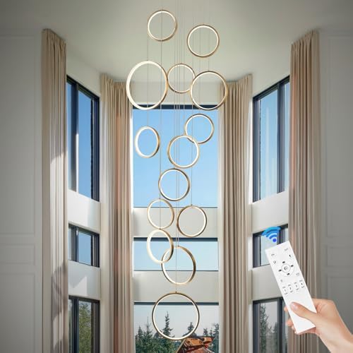 14 Ring Modern LED Chandelier for High Ceiling Entryway