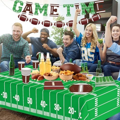QISOLIY Football Field Tablecloths 3 Pack - Disposable Plastic 54x108 Inch Party Covers