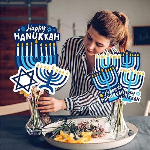 Big Dot of Happiness Hanukkah Menorah Centerpieces - 35 Pieces