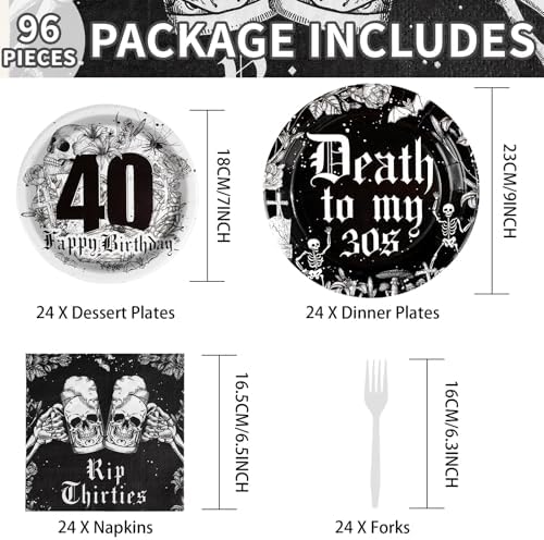 Grencian 96 Pcs Death To My 30s Birthday Decorations Set