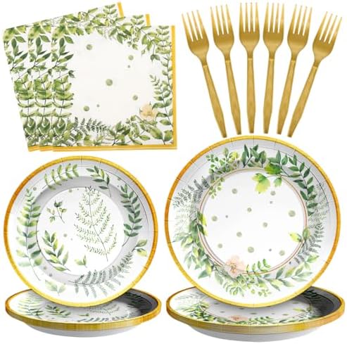 SCIONE 96Pcs Greenery Party Decorations for 24 Guests