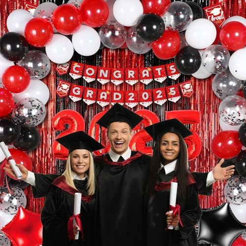 BBTO 2025 Graduation Party Decor Set Red Black