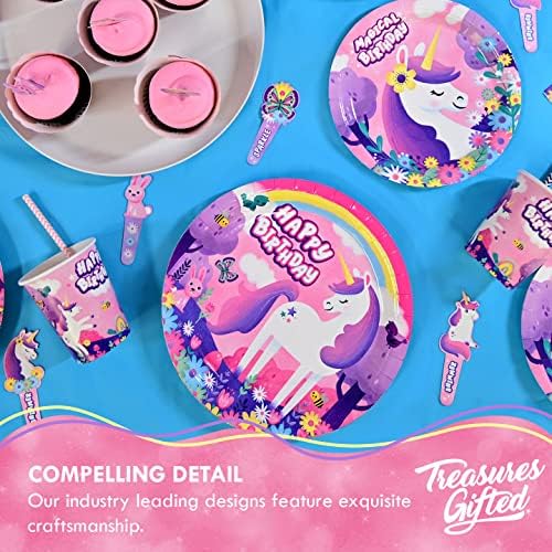 Treasures Gifted 7in Rainbow Unicorn Party Plates 16ct