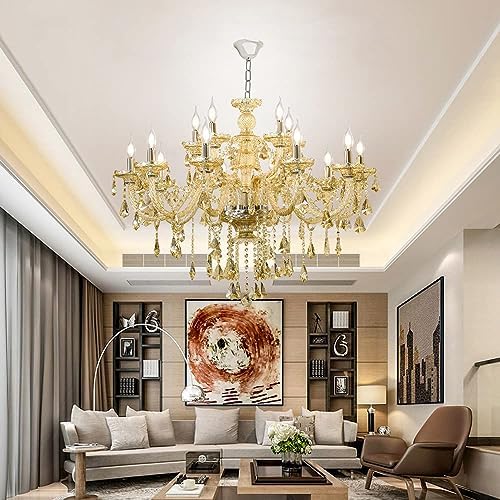 Durahonn 15 Light Cognac Crystal Chandelier