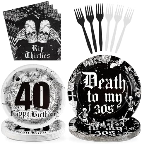 Grencian 96 Pcs Death To My 30s Birthday Decorations Set