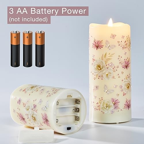 Eywamage Fiber Optic Flameless Candles with Remote Control Set of 3