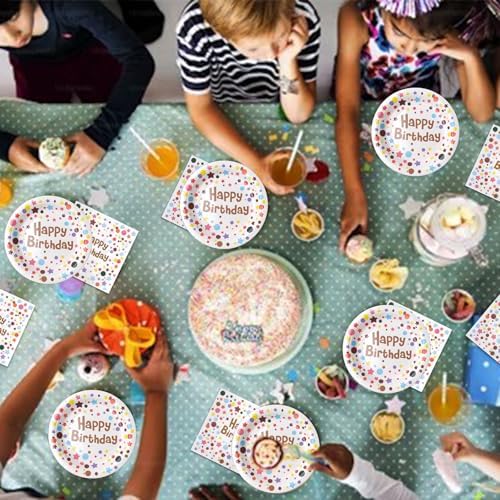 120 Pcs Happy Birthday Paper Plates and Napkins Set