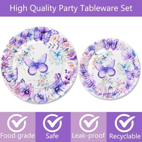 LetDec 120 Pcs Butterfly Birthday Party Tableware Set