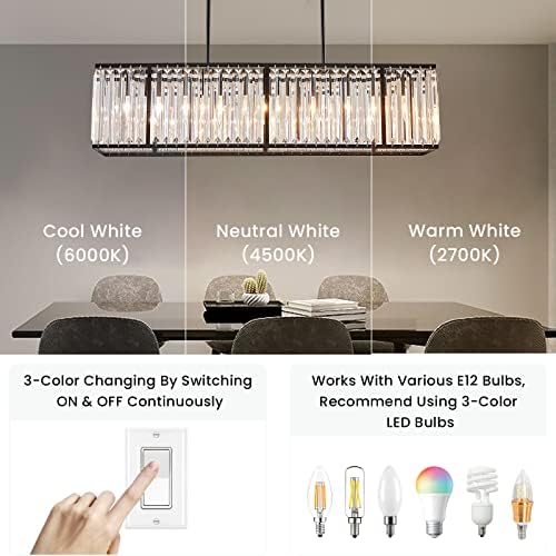 Siljoy Modern Rectangular Crystal Chandelier 5 Lights