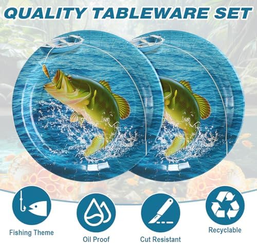 Yungyan 100 Pcs Fishing Party Plates and Napkins Set